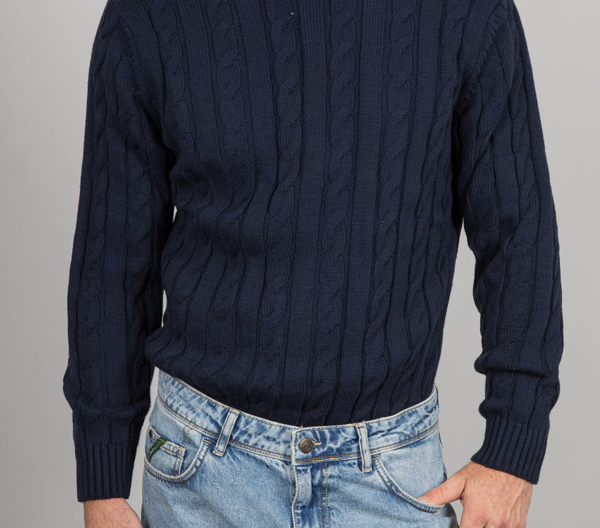 Maglione a trecce TELAMIRA - BLU MA2050