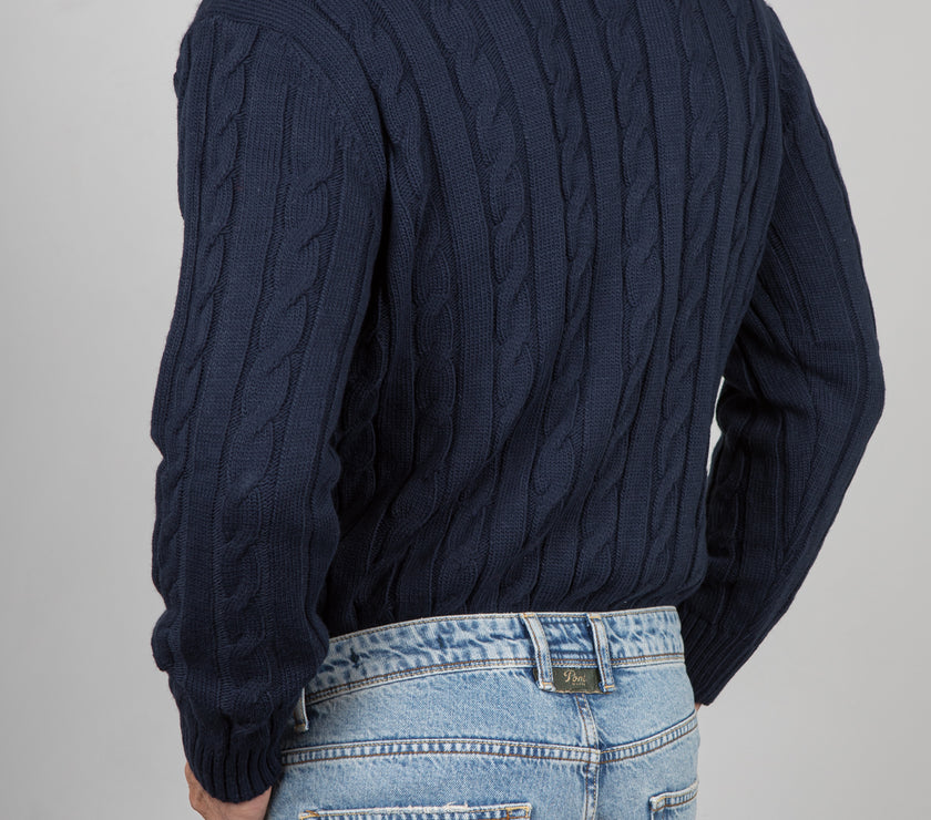 Maglione a trecce TELAMIRA - BLU MA2050
