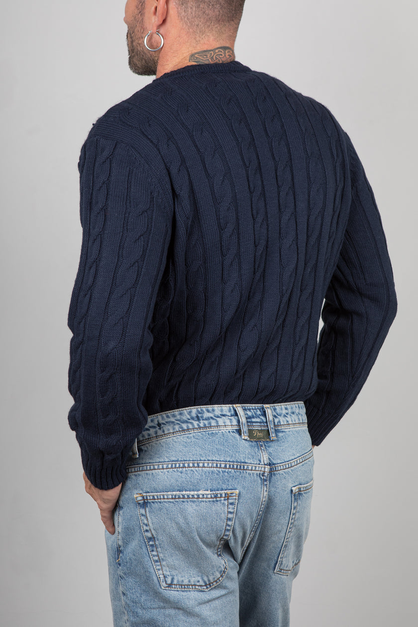 Maglione a trecce TELAMIRA - BLU MA2050
