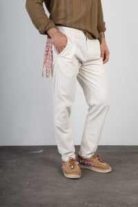Pantalone misto lino TREZ - PURO GESSATO ECRU'
