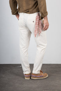 Pantalone misto lino TREZ - PURO GESSATO ECRU'