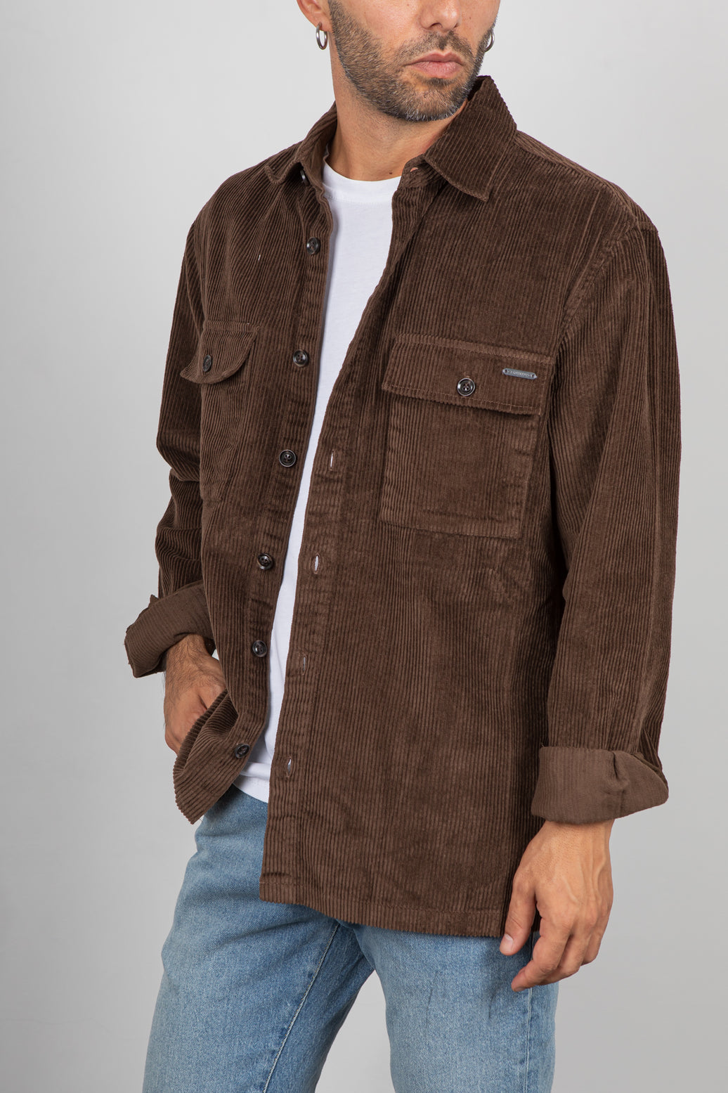 Giacca camicia velluto GIANNI LUPO - COFFEE GL7820S