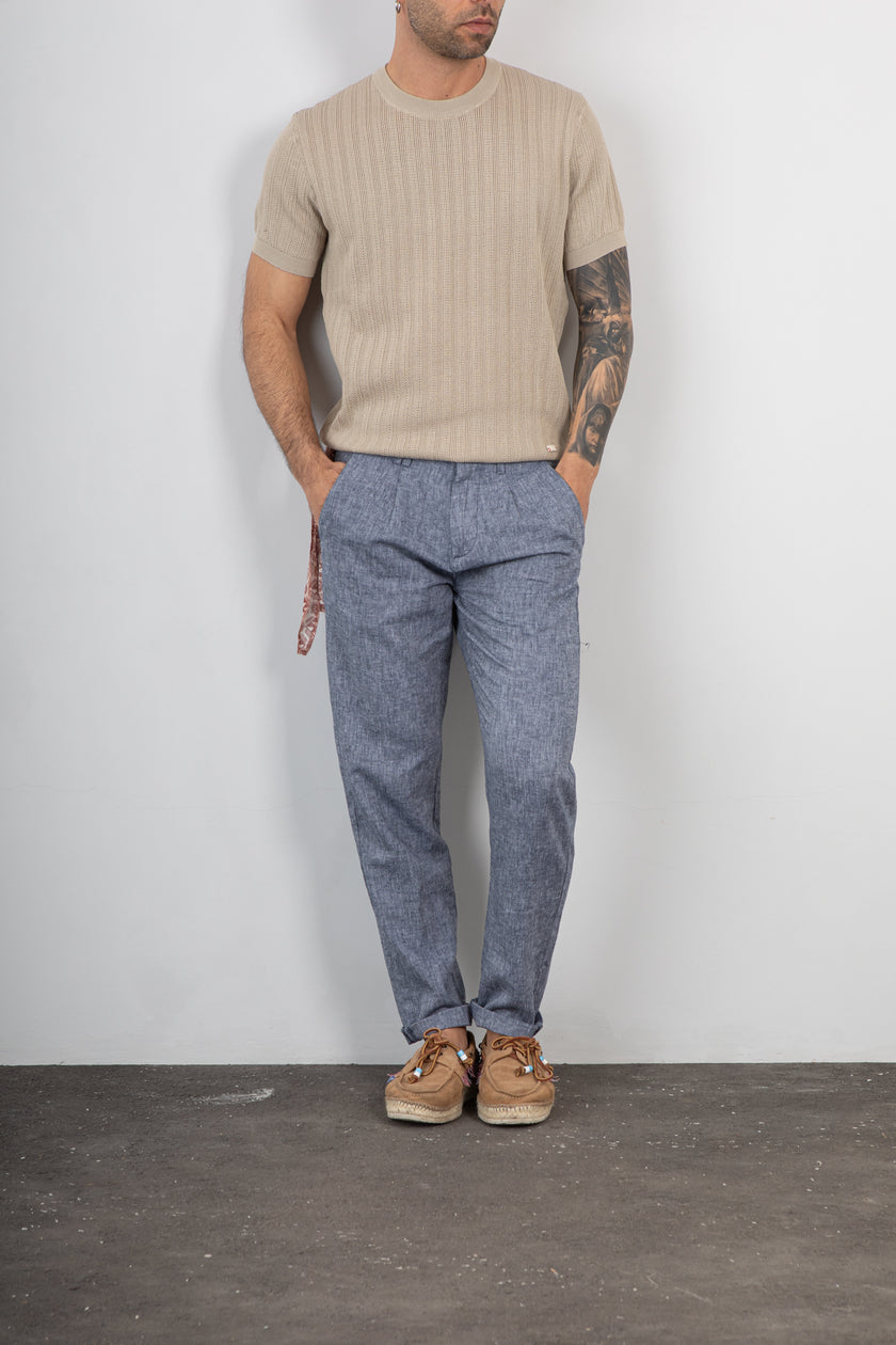 Pantalone misto lino TREZ - PURO-2233 DENIM 769