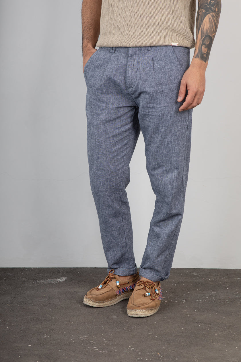 Pantalone misto lino TREZ - PURO-2233 DENIM 769