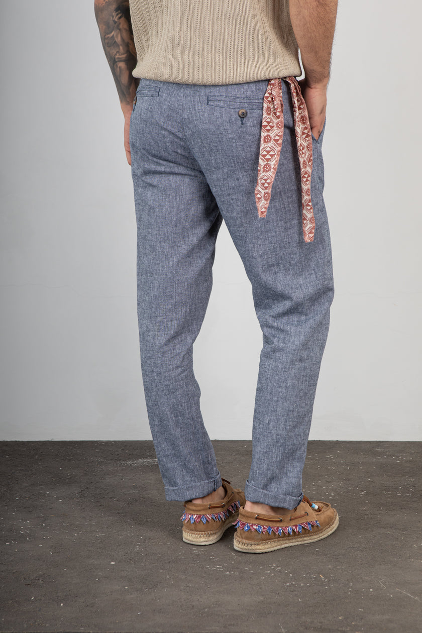 Pantalone misto lino TREZ - PURO-2233 DENIM 769