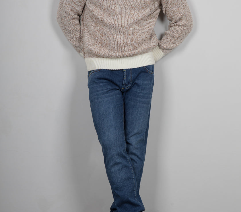 Maglione costa inglese TELAMIRA - BIANCO/BISCOTTO MA2060