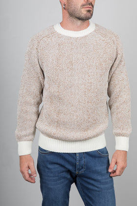 Maglione costa inglese TELAMIRA - BIANCO/BISCOTTO MA2060
