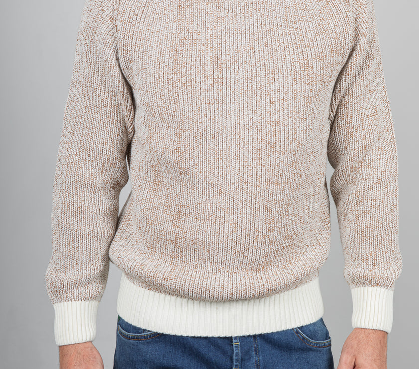 Maglione costa inglese TELAMIRA - BIANCO/BISCOTTO MA2060