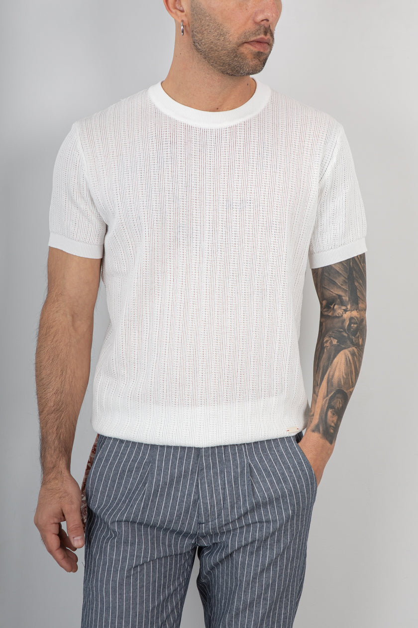 T-shirt traforata GIANNI LUPO - GL35338 BIANCO