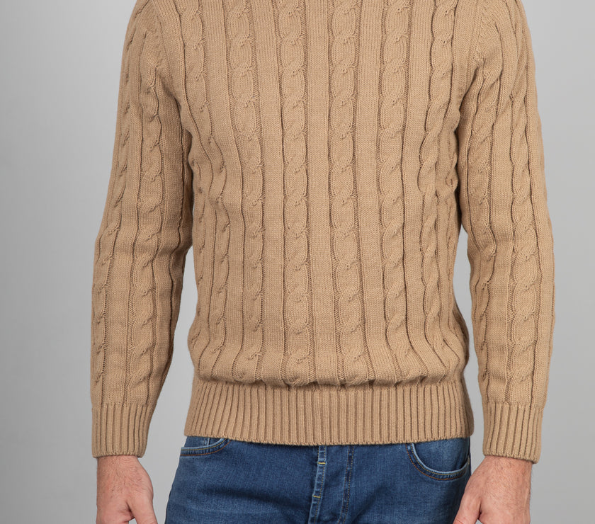 Maglione a trecce TELAMIRA - CAMMELLO MA2050