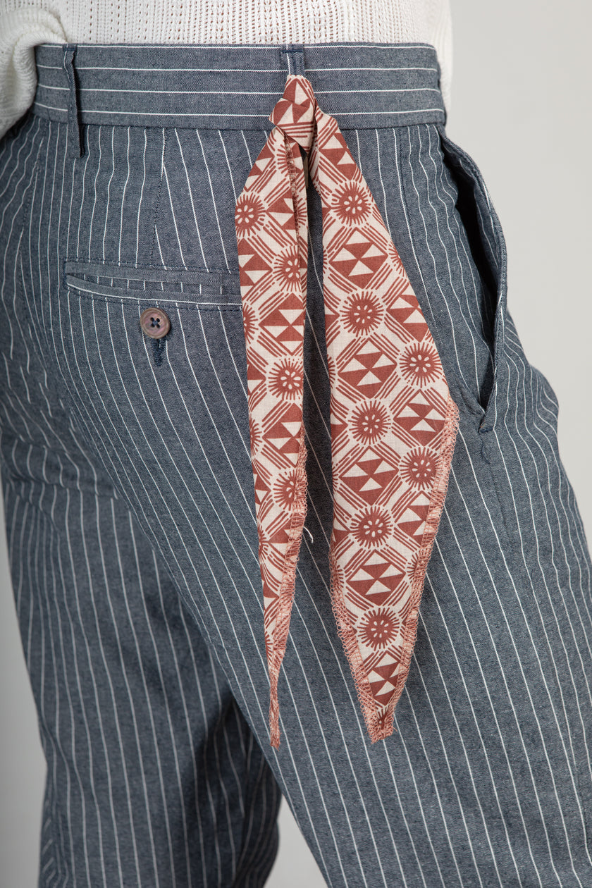 Pantalone misto lino TREZ - GESSATO BLU