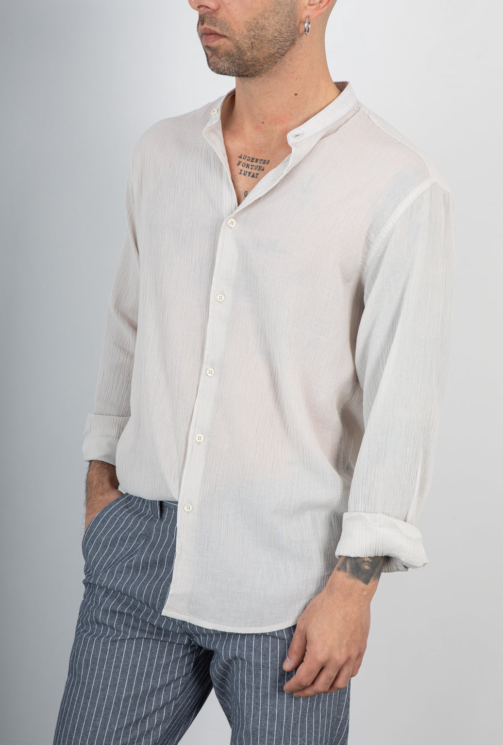 Camicia coreana TREZ - CENZO AVORIO 985