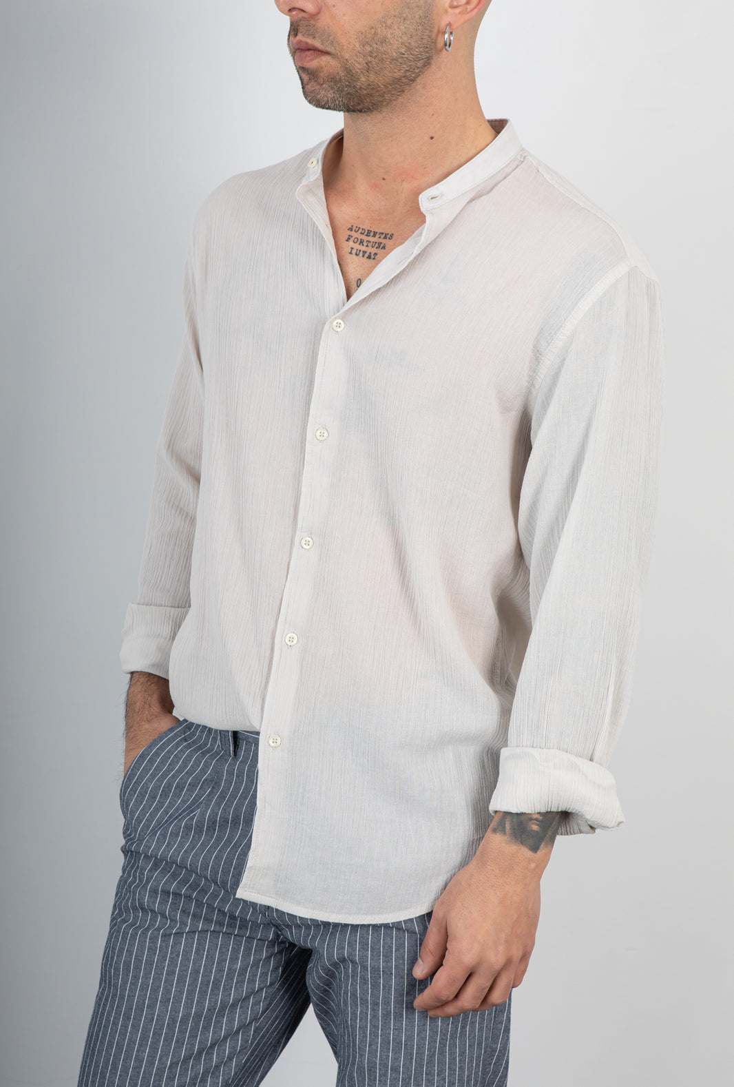 Camicia coreana TREZ - CENZO AVORIO 985