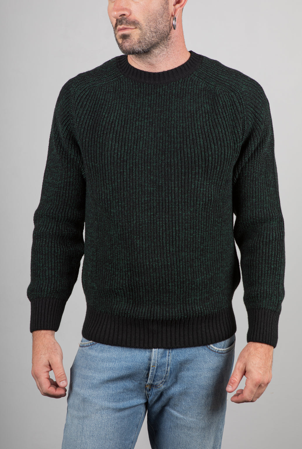 Maglione costa inglese TELAMIRA - NERO/VERDE MA2060