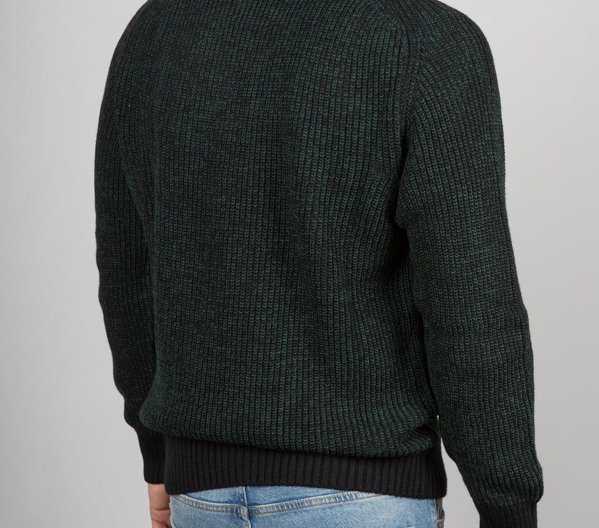 Maglione costa inglese TELAMIRA - NERO/VERDE MA2060