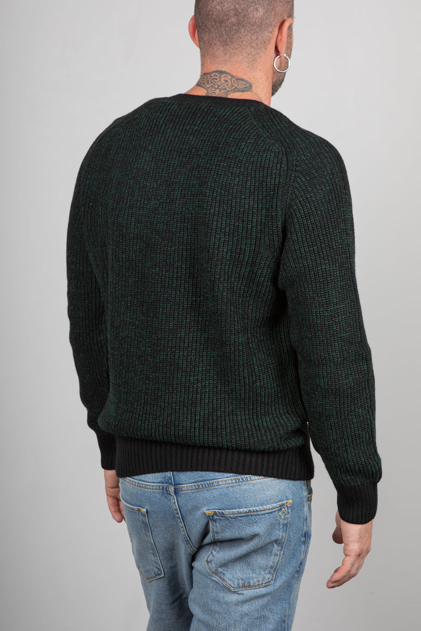 Maglione costa inglese TELAMIRA - NERO/VERDE MA2060