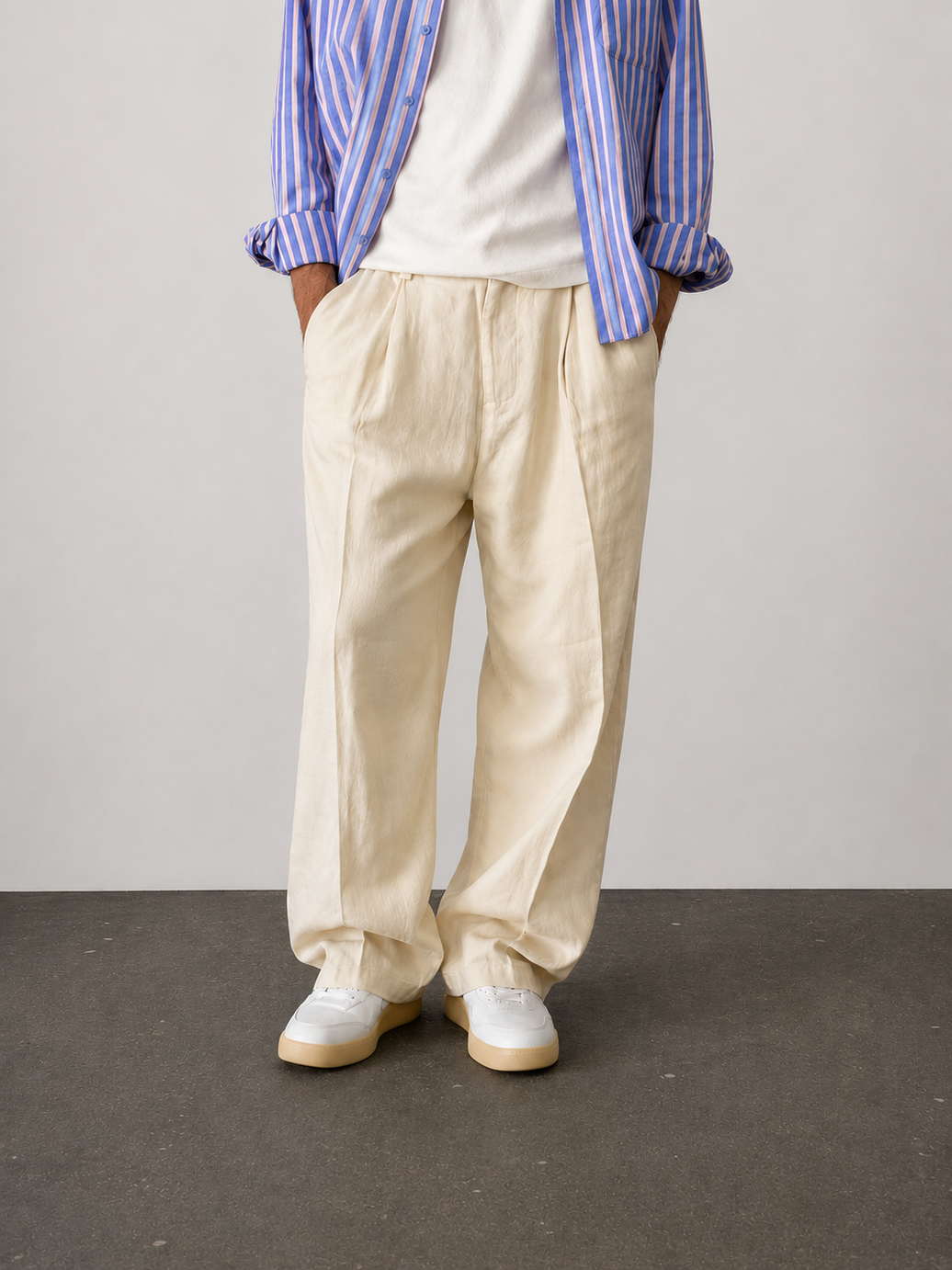 Pantalone palazzo misto lino TELAMIRA - CTP06078 BURRO