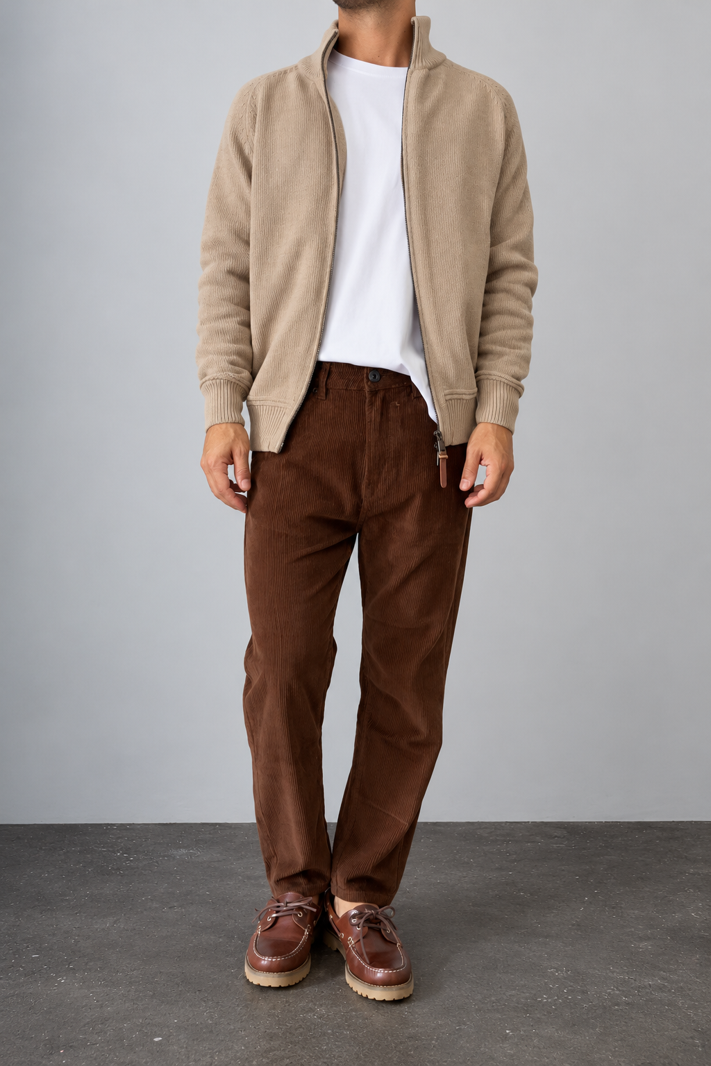 Full zipped cardigan GIANNI LUPO - GL35633 BEIGE