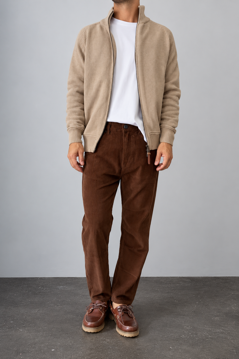 Full zipped cardigan GIANNI LUPO - GL35633 BEIGE