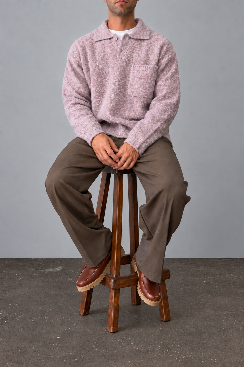 Polo bouclé WOODBIRD - 2536-804 DUSTY VIOLET