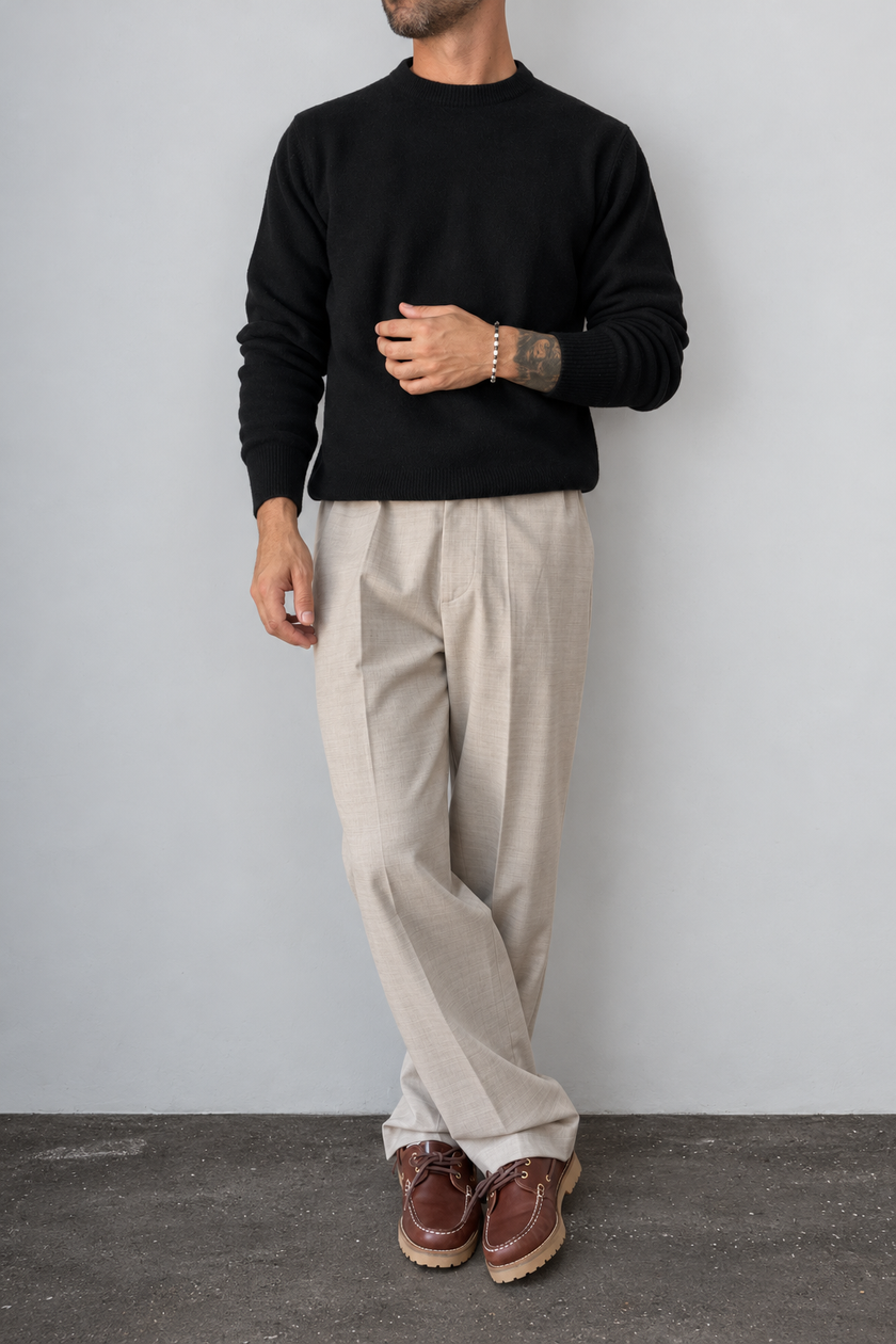 Maglione misto cashmere TELAMIRA - STM100 NERO
