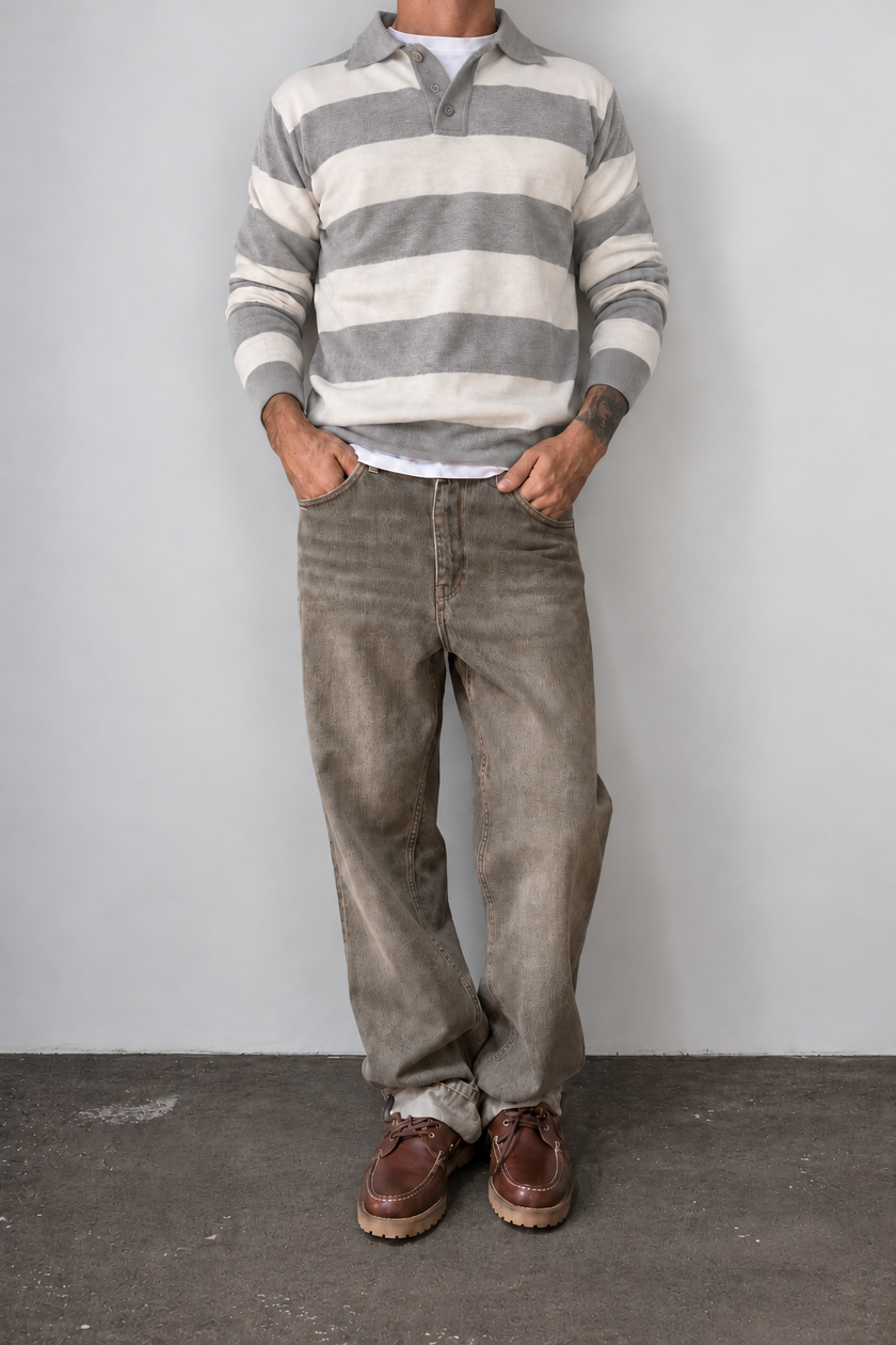 Polo rigata HAMAKI-OH - 3260H PANNA GRIGIO