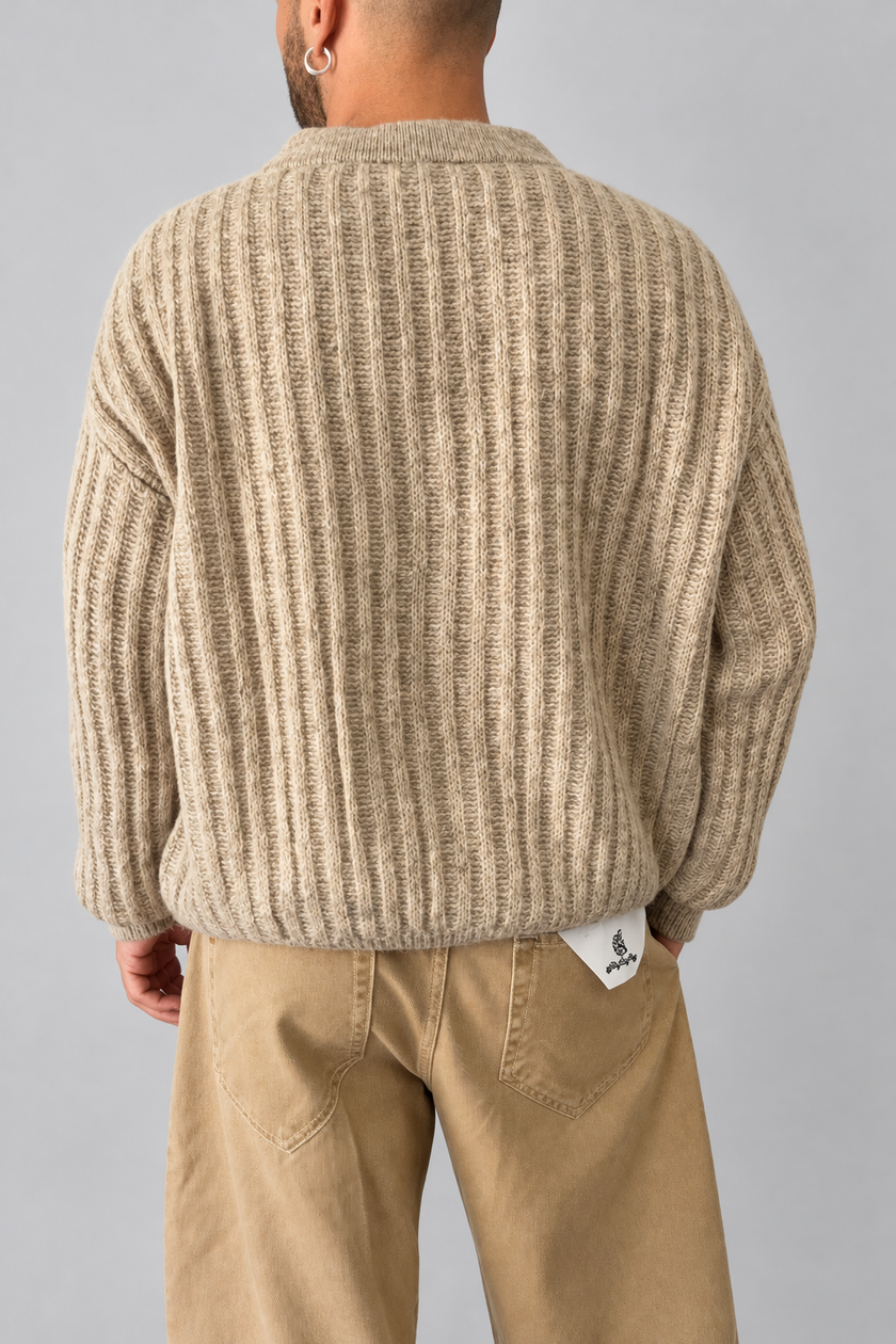 Cardigan a coste WOODEN - BRUNICO BEIGE