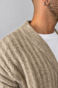 Cardigan a coste WOODEN - BRUNICO BEIGE