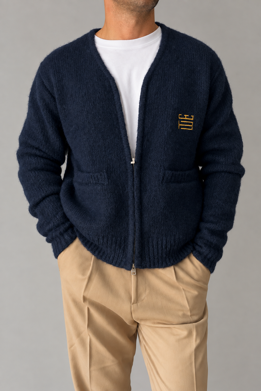 Tiger cardigan WOODBIRD - 2636-809 NAVY