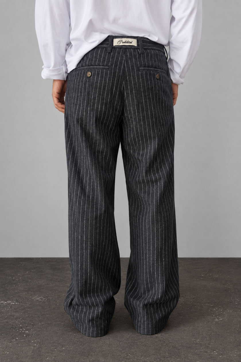 Pantalone gessato PROHIBITED - 3010187 DARK GREY