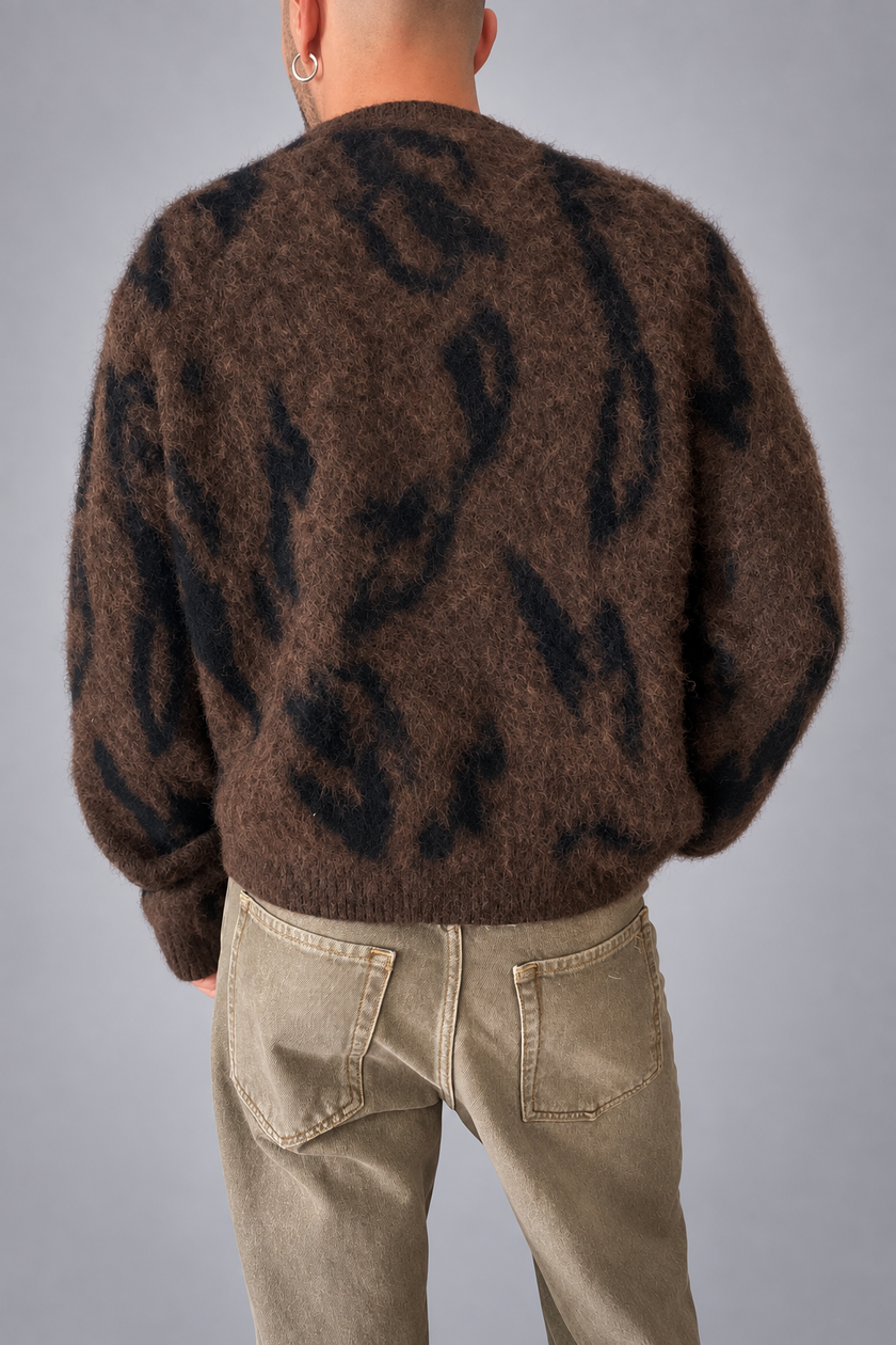 Maglione scribble DRDENIM - MIC BROWN BLACK