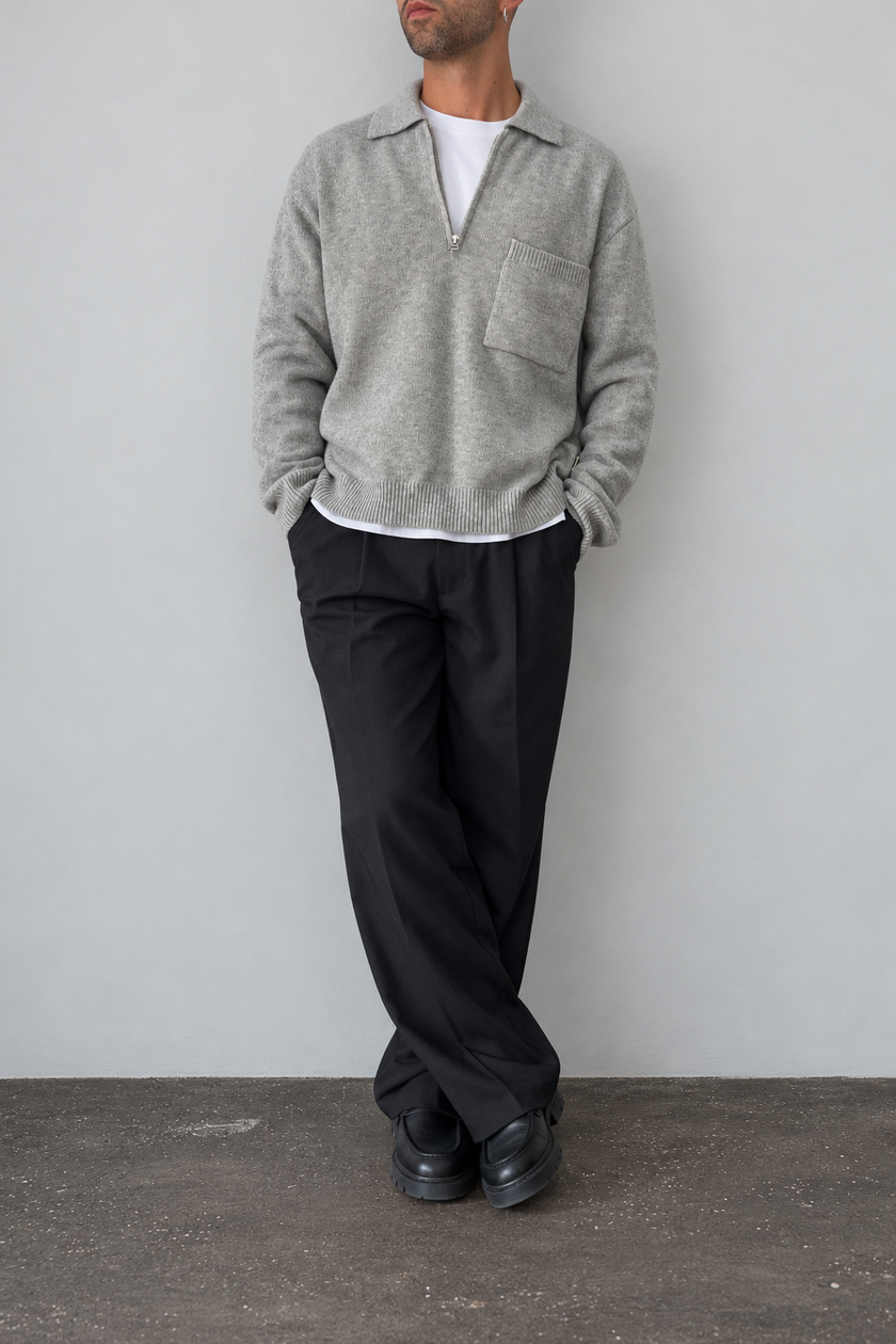 Polo 1/2 zip WOODBIRD - 2636-803 GRIGIO