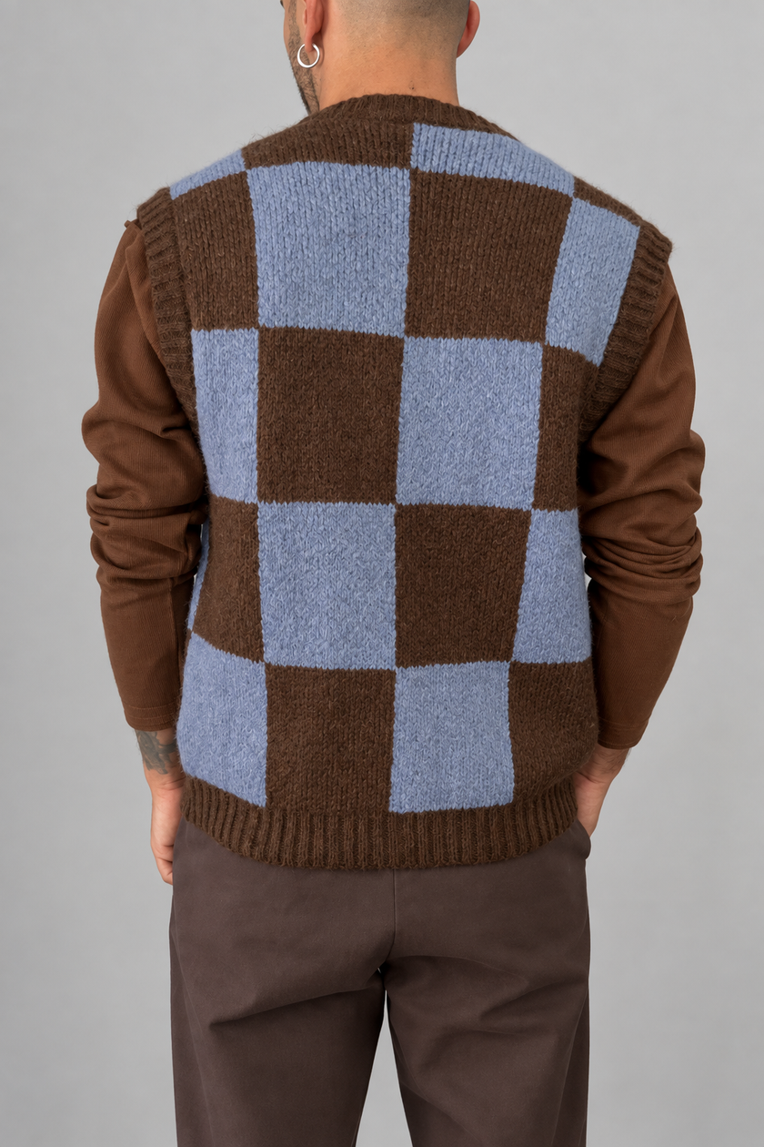 Gilet jacquard WOODEN - KENT MARRONE