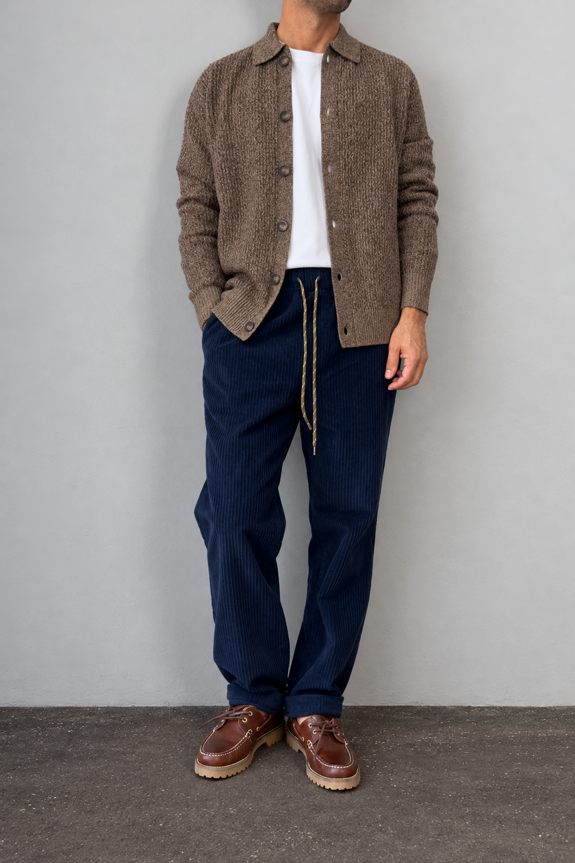 Cardigan mouliné HAMAKI-OH - 3224H MARRONE