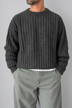 Maglione a coste WOODEN - CADORE ANTRACITE