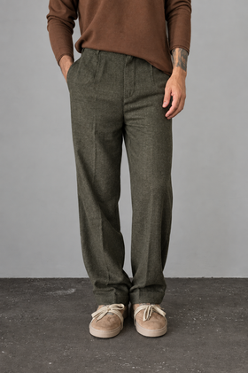 Pantalone spigato WOODEN - NEW VINTAGE VERDE