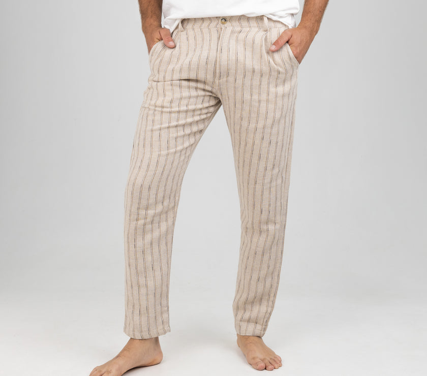 TELAMIRA-STRIPE BEIGE TROUSERS JTP032