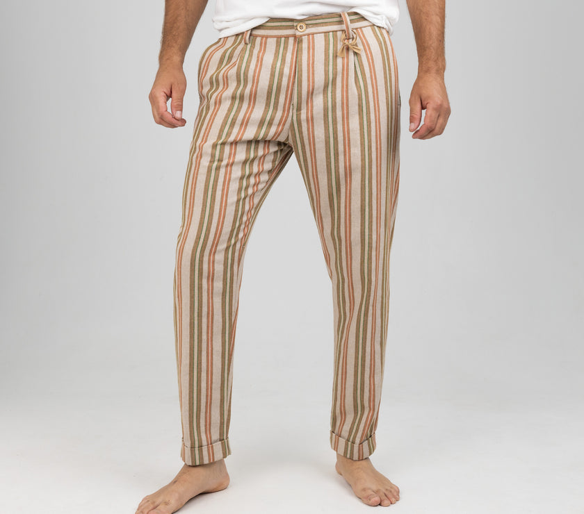OVER D STRIPED TROUSERS-ORANGE OE1S2S4P68