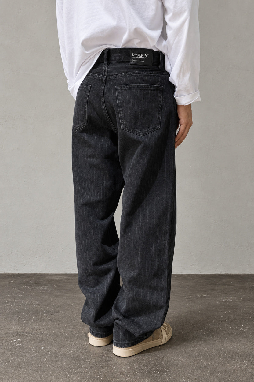 Jeans gessato DR DENIM - OMAR BARREL WASHED BLACK