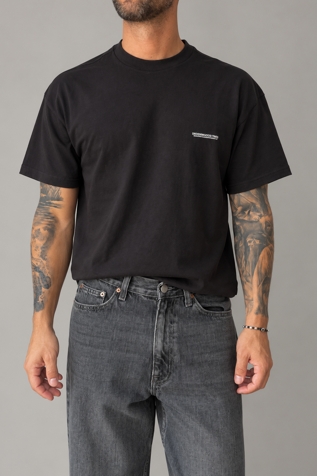 T-shirt flower DR DENIM - TROOPER GREY BLACK