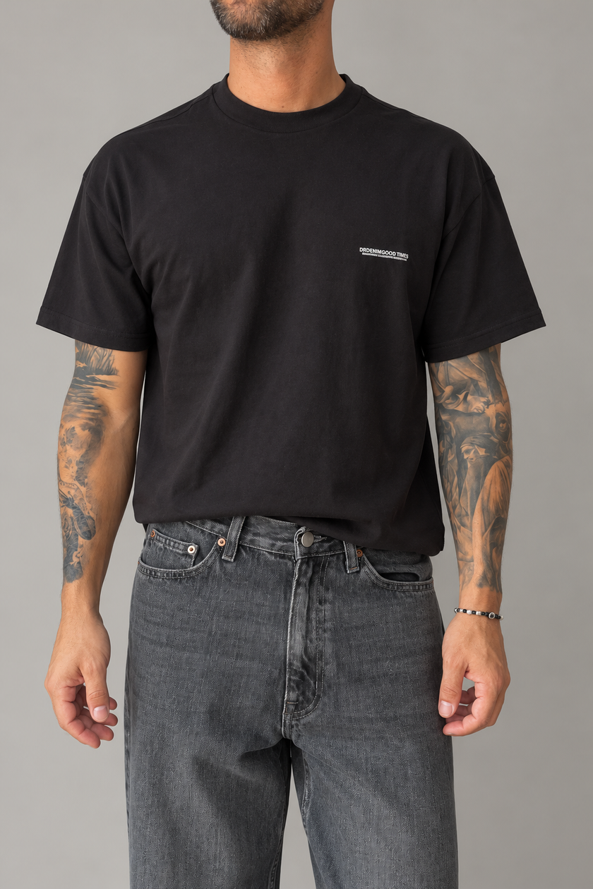 T-shirt flower DR DENIM - TROOPER GREY BLACK