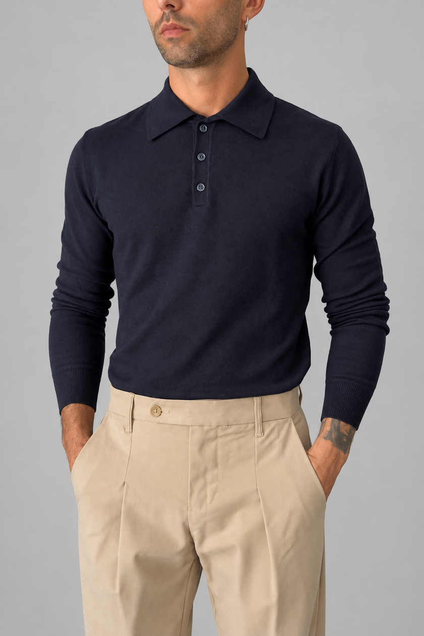 Polo manica lunga GIANNI LUPO - GL508S NAVY
