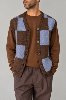 Gilet jacquard WOODEN - KENT MARRONE