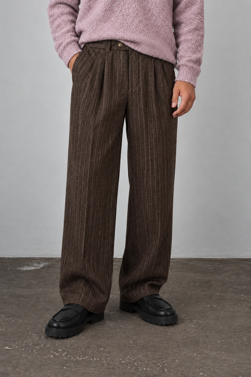 Pantalone gessato PROHIBITED - 3010187 DARK BROWN
