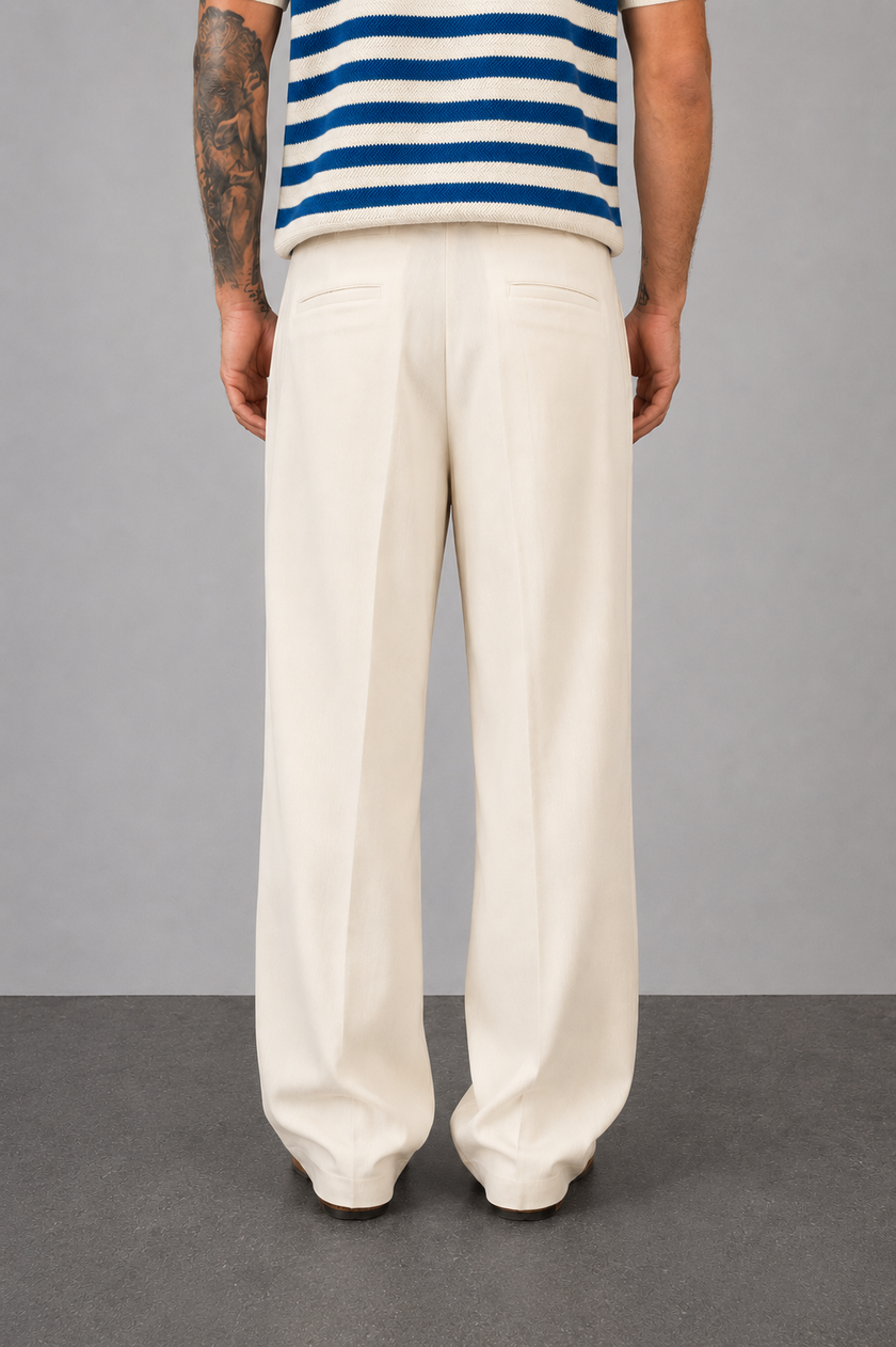 Pantalone palazzo misto lino TELAMIRA - CTP06078 BURRO