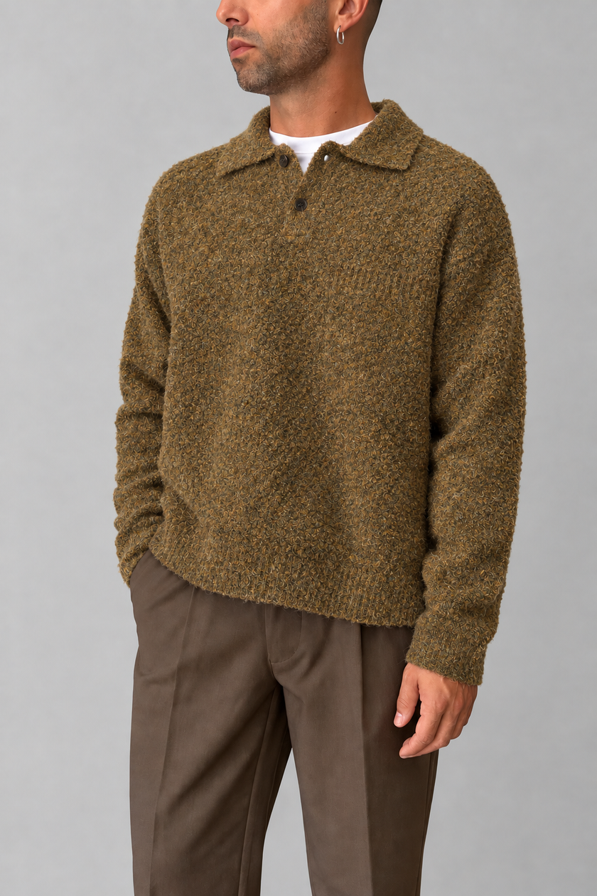 Polo bouclé WOODBIRD - 2536-804 DARK OLIVE
