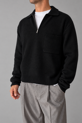 Polo 1/2 zip WOODBIRD - 2636-803 NERO