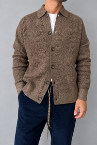 Cardigan mouliné HAMAKI-OH - 3224H MARRONE