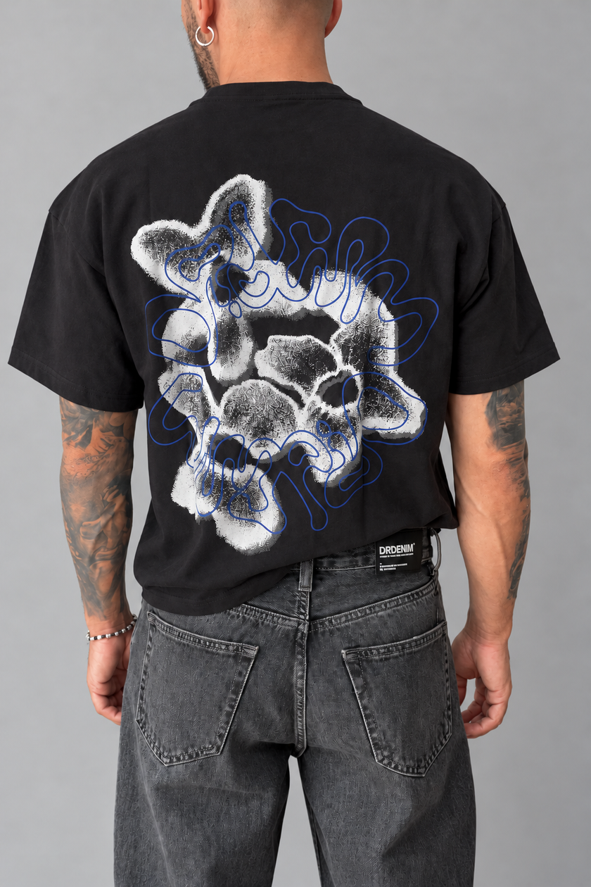 T-shirt flower DR DENIM - TROOPER GREY BLACK