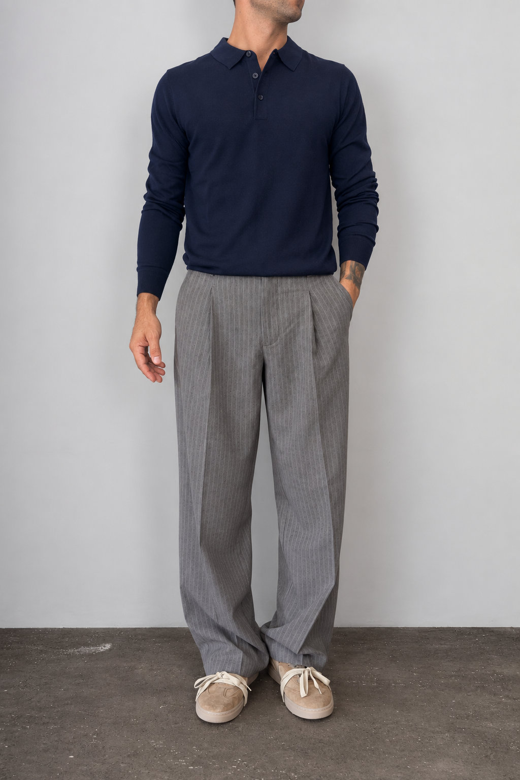 TELAMIRA wool polo shirt - MV-038 BLUE